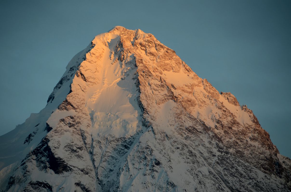 19 Final Rays Of Sunset Creep Up K2 North Face Close Up From K2 North Face Intermediate Base Camp